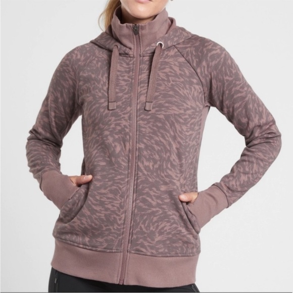 Athleta Printed Triumph Hoodie Small Full Zip Thumbholes - Picture 1 of 10
